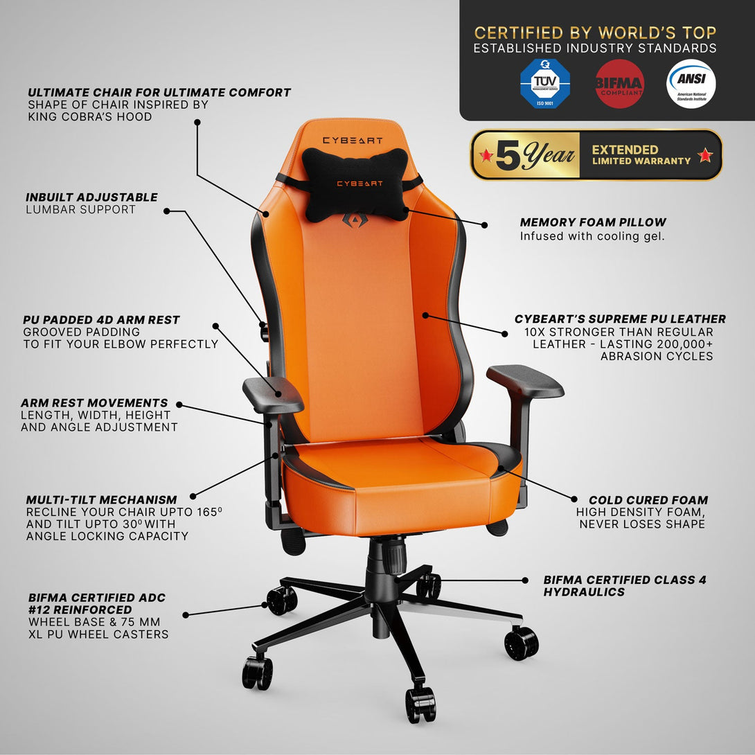 Cybeart Apex Series Arancio Orange Gaming Chair